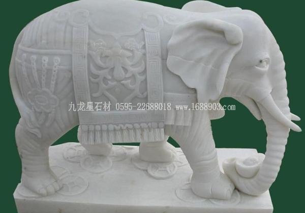 湖南汉白玉石雕大象