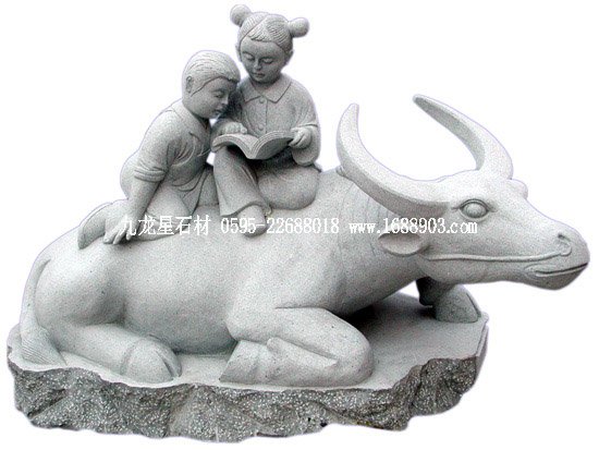 石雕孩童骑牛读书