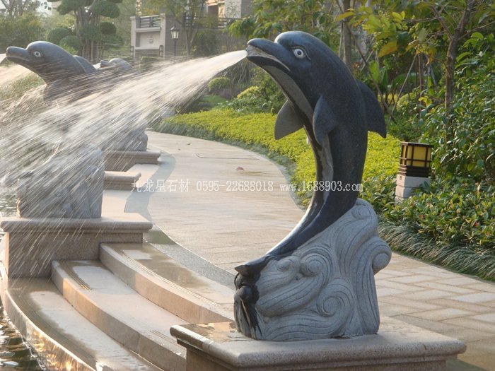 石雕海豚 喷水雕塑