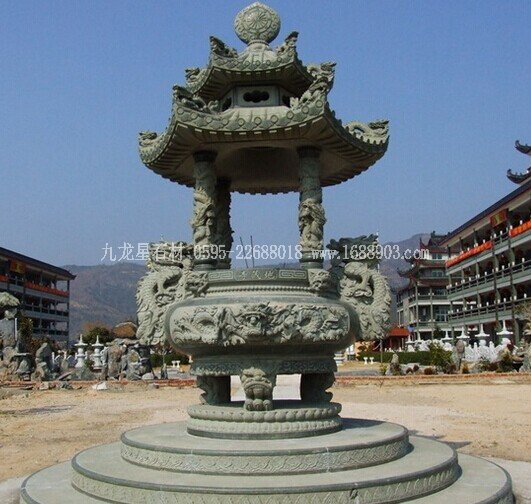 青石寺庙仿古石香炉