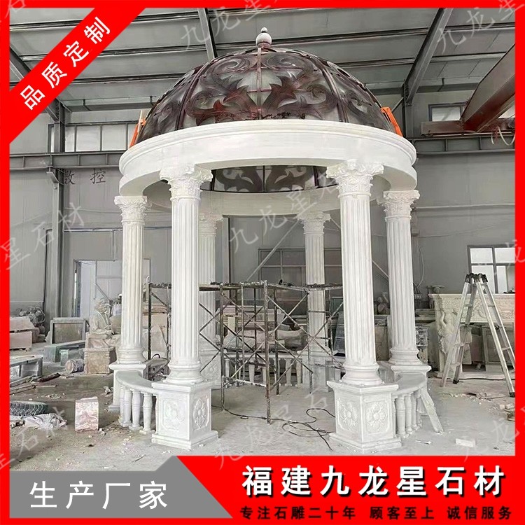 庭院石雕凉亭定制 花岗岩六角石亭 园林古建景观石材亭子加工