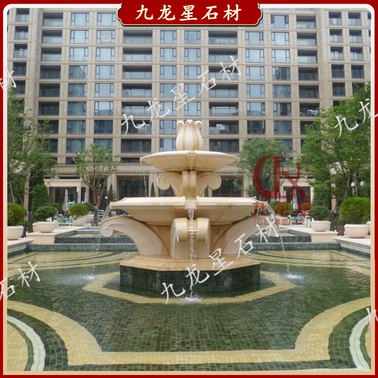 青石石雕水钵 别墅庭院循环流水景观石雕构筑物